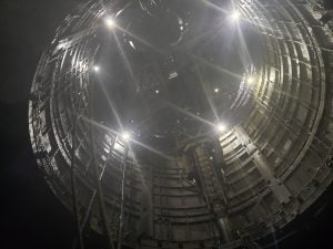 looking upward from underground mine