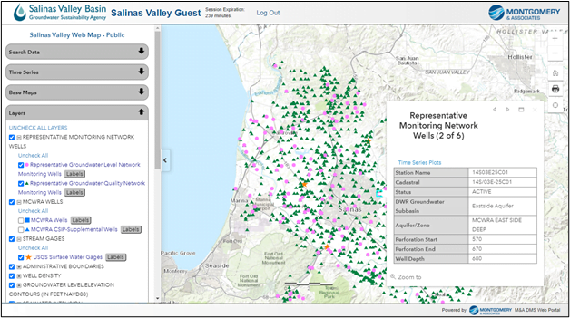Screenshot of public web portal map